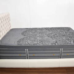 【ヤ取終了11/10】≪zy142≫極美品 SIMMONS/シモンズ 最高級 約110万円 セミダブル ベッド GROSELILLE/グロゼーユ エクリュ 牛革 Beautyrest LUXE 0801-01