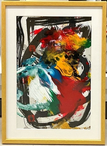 完売御礼‼️ 幸福を呼ぶペンキアート『沖縄のピカソ』小波津有希 無題KYB2-001    絵画　アート　抽象画