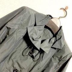 シンプル 無地 ブラック ショート丈 トレンチコート 春夏 M〜L きれいめ