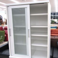 創愛ファニチュア 食器棚 スライド扉付き 棚板可変 ストレートタイプ