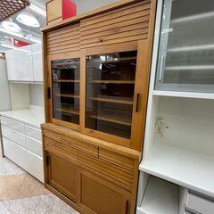 ⭐河口家具 2面食器棚 ✨定価￥175,200✨ おしゃれな木目 スライド式 収納