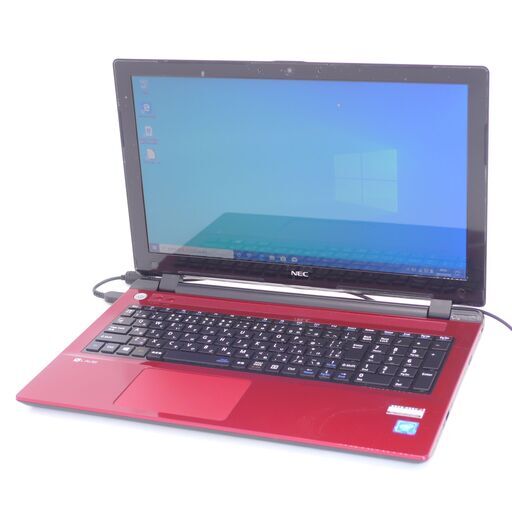 中古美品 15インチ 赤色 ノートパソコン NEC PC-NS150CAR 新品SSD 第5世代 Celeron 4GB DVDRW 無線 Bluetooth カメラ Win10 Office済
