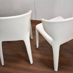 【ヤ取終了11/21】≪zy242≫良品 cassina/カッシーナ 367HOLA/オラ 高級 ダイニング アーム チェア 本革 2脚セット カバー脱着可 31020-03