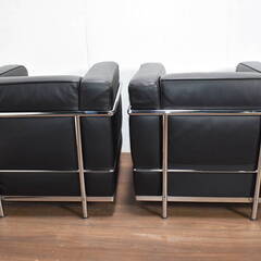【ヤ取終了4/21】≪zy254≫美品 リプロダクト CASSINA/カッシーナ ル・コルビジェ LS2 高級 1人掛けソファー 2脚セット 本革 31107-01