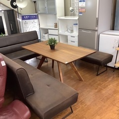 ソファーダイニング4点セット RELAX FORM ナチュラル×ブラウン