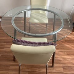 ガラスダイニングテーブル、椅子セット