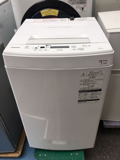 ☆中古 激安！！￥11,800！！TOSHIBA　4.5kg洗濯機　家電　2018年製　AW-45M5型　幅55cmｘ奥行53cmｘ高さ93cm　【BD069】