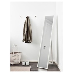 【ネット決済・配送可】IKEA フラークナン 白 全身鏡