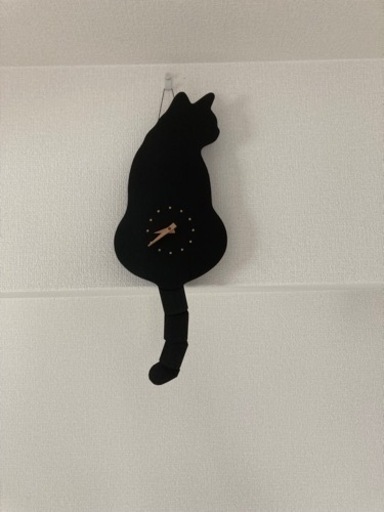 猫時計 黒 藤井啓太郎 猫のしっぽをふる時計
