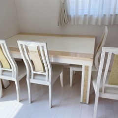 人口大理石ダイニングテーブル&椅子4脚セット（無料）