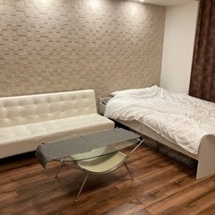 IKEAダブルベッド(マットレス・掛け布団・枕付き)ホワイト