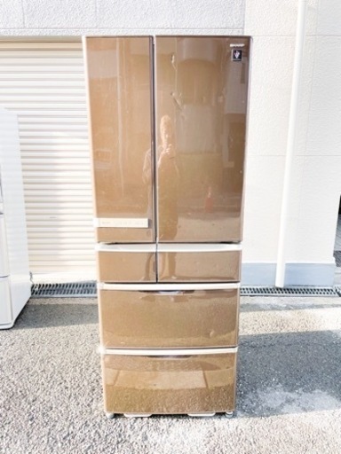 2010年製　プラズマクラスター搭載　大容量！SHARP 6ドア冷凍冷蔵庫SJ-XF52S-T 自動製氷機能付