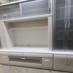 【リサイクルショップどりーむ天保山店】●1874●　ニトリ　テレビボード　横幅合計262㎝TV台　ホワイト　サイドにキャビネット２点付き♪　収納多数‼　※キズ・落書き有