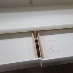 【リサイクルショップどりーむ天保山店】●1874●　ニトリ　テレビボード　横幅合計262㎝TV台　ホワイト　サイドにキャビネット２点付き♪　収納多数‼　※キズ・落書き有