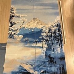 富士山冬景色のれん（突っ張り棒付き）