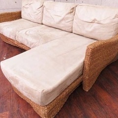 ET2878番定価37万円‼️■クワイエットアワーズ■バリ風■ウォーターヒヤシンス■L字型ソファ◾️