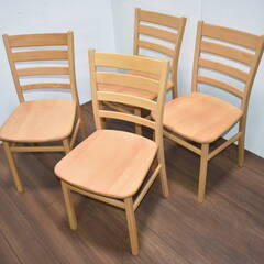 【ヤ取終了3/5】≪zy320≫美品 飛騨産業/キツツキマーク 高級 ダイニングセット 変形テーブル チェア 4脚 木製/ビーチ/ブナ 31218-03