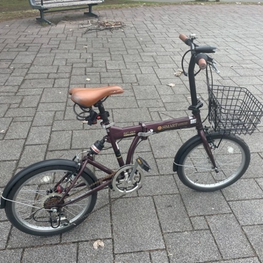 折りたたみ自転車　20インチ　ワインレッド