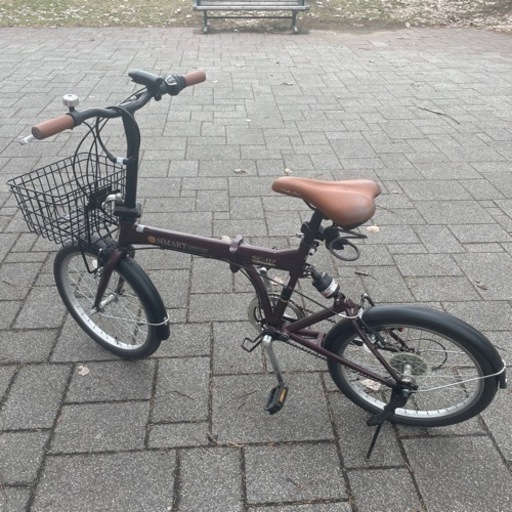 折りたたみ自転車　20インチ　ワインレッド