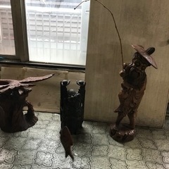 【無料】　大型　木彫　置物　オブジェ　骨董　人形