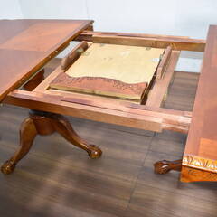 【ジモ配送終了6/7】≪zy329≫アンティーク クイーンアン 高級 ダイニングセット 伸長/エクステンションテーブル イス4脚 イギリス 31210-01