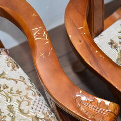 【ジモ配送終了6/7】≪zy329≫アンティーク クイーンアン 高級 ダイニングセット 伸長/エクステンションテーブル イス4脚 イギリス 31210-01