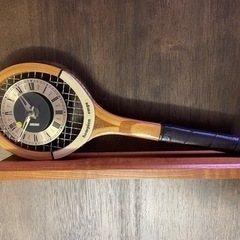 【美品】テニスラケット型 置き時計