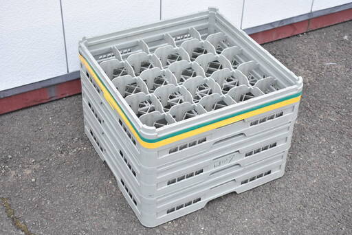 【ヤ取終了5/28】≪zy350≫良品 食器洗浄機用 グラスラック 3個セット 9.5cm×9.5cm 25仕切 1段 洗いカゴ/洗浄ラック 業務用 30130-08