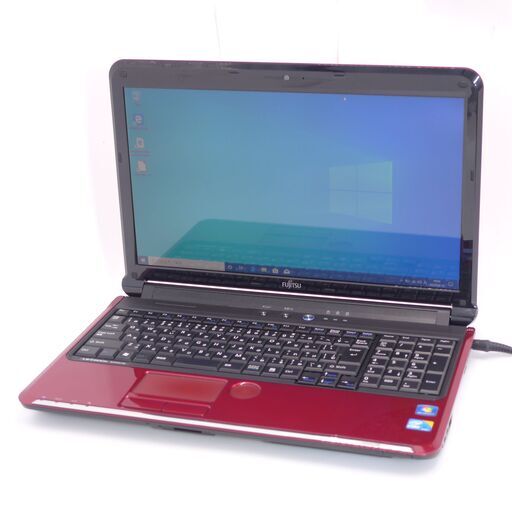 中古美品 日本製 15インチ 赤色 ノートパソコン 富士通 AH550/5B 新品SSD Wi-Fi有 Core i5 4GB BD-R 無線 カメラ Windows10 Office済