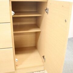 ニトリ/NITORI キッチンボード(ビゼン 140KB NA) 食器棚 和風 ナチュラル 縦格子 幅1400 2018年製   中古家具 店頭引取歓迎 R5721)