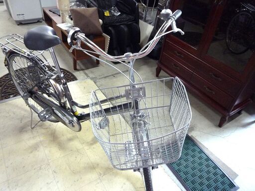 自転車 26インチ 3段変速 カゴ 鍵 ライト付き グレー系 NEXT STAGE