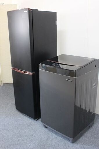 アイリスオーヤマ ブラック２点セット IAW-T603BL 6kg IRSE-H16A-B 162L 冷蔵庫 洗濯機 2021年製 IRIS  中古家電 店頭引取歓迎 R5704)