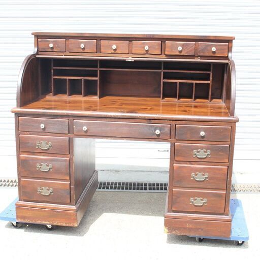 T774) ETHAN ALLEN ロールトップデスク ライティングデスク 蛇腹式の扉 収納豊富 ヴィンテージ イーセンアーレン 在宅 机 クラシカル