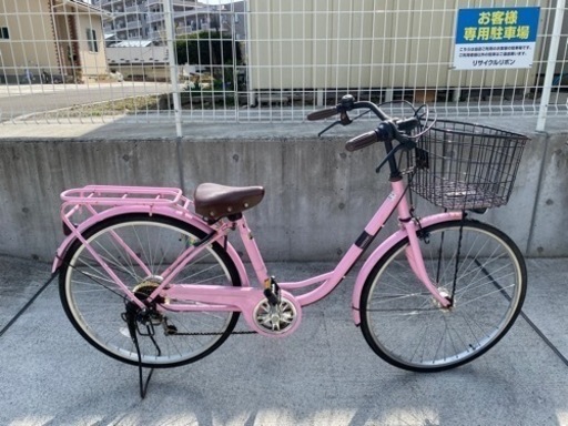 E590★限定特価★ 中古自転車 【　26インチ　ママチャリ　マルイシ　ピンク　 】 26インチ 6段変速 シティサイクル ママチャリ 中古 ピンク 自転車