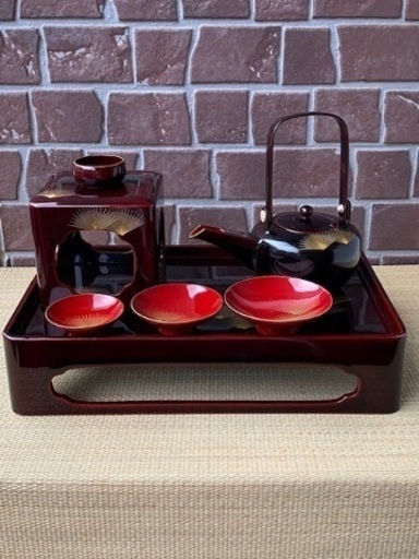 ◎お値下げしました‼️ 屠蘇器一式 会津塗 沈金 天然木菊華
