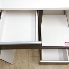 キッチンボード ツートンカラー 2枚ガラス扉 耐震ロック付き扉 