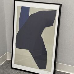 インテリアポスター　ブラックフレーム　北欧系　青の抽象画
