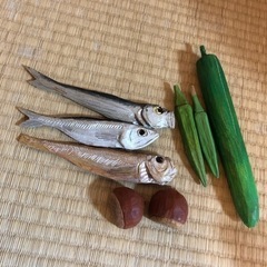 木製　野菜　魚　栗