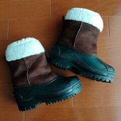 【商談中】焦げ茶✕黒✕モコモコ 子ども用18cm冬用ブーツ