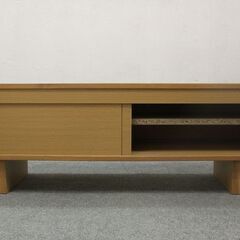 無印良品/MUJI AVラック ナチュラル オーク材 テレビボード　テレビ台　スライド2枚扉   中古 店頭引取歓迎 R5735)