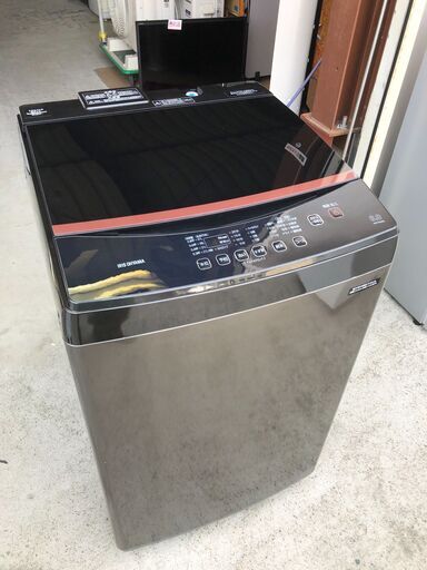 【動作保証あり】IRIS OHYAMA 2019年 IAW-T803BL 8.0kg 洗濯機 ガラストップ【管理KRS447】