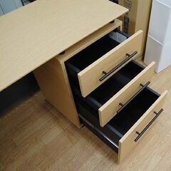 ニトリ システムデスク 幅140×奥146×高72cm ライトブラウン 左右 