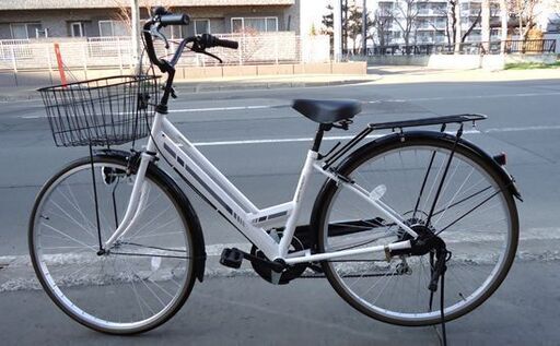 27インチ 自転車 MARUKIN CATERADO 6段変速 ライト 鍵付き ホワイト