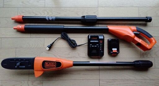 BLACK+DECKER 18V コードレス 高枝ポールチェーンソー 高枝
