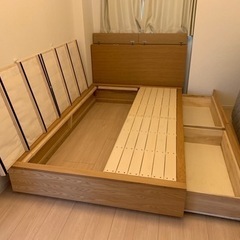 無印良品　セミダブル　木製ベッドフレーム　ベッドボード&マットレスセット もたれかかれる木製ベッド オーク材突板 セミダブル | 無印良品