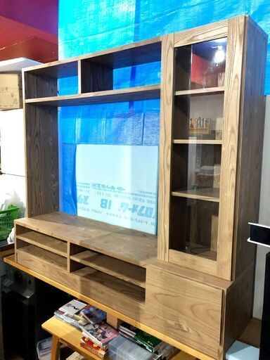 札幌近郊　送料無料　テレビ台 壁面収納 テレビ ハイタイプ テレビボード  木製 テレビラック 一体型