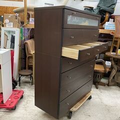 愛品館 江戸川店】マルヨシ民芸家具 7段引き出しハイチェスト ID:155 