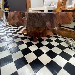 【リサイクルサービス八光　田上店　配達・設置OK】屋久杉 一枚板 テーブル（脚付き）