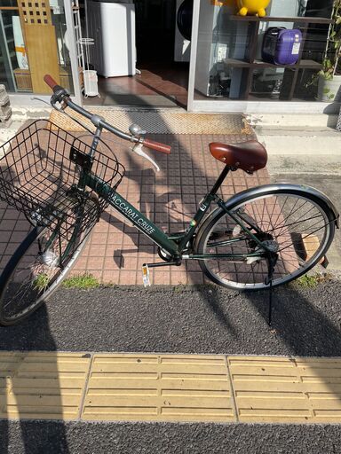 【リサイクルショップどりーむ天保山店】No４３７　自転車　中古　クロスバイク　白　エコチャリ№13427U　２７インチ　LEDライト　ギア７段変速 リサイクルショップどりーむ天保山店】No437 自転車 中古 クロス