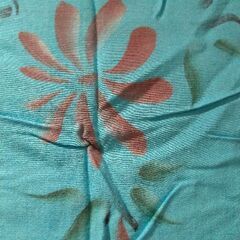 マレーシア製　パレオ　花柄&刺繍　ブルー
